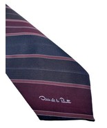 Vtg Oscar de la Renta Tie Necktie Spellout Designer Black Purple Burgund... - £36.81 GBP