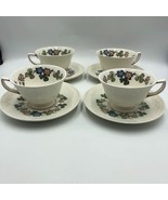 Vintage Pembroke Set of 4 Tea Cups and Saucers Wedgwood Corinthian USA E... - £34.44 GBP