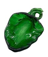 Mid Century Heavy Green Art Glass Cornucopia Tabletop Vase Ashtray Pipe ... - £26.99 GBP