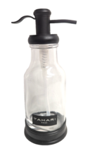 TAHARI Brushed Black Soap Pump Dispenser Clear Glass Vintage Vibe Gift NEW - $726.39 MXN