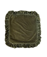 Ralph Lauren Home Edwards Velvet Dark Green Throw Pillow Ruffled 18&quot; Square - £38.16 GBP