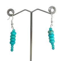 Handcrafted Beaded Drop Style Earrings Turquoise Blue Glass Beads Jewelry NEW - £11.84 GBP