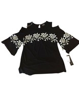 Coco Bianco S Hombros Descubiertos Campana Camiseta Manga con Bordado Ne... - $15.57