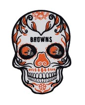 Cleveland Browns Sugar Skull NFL Football Embroidered Iron On Patch - £9.85 GBP+