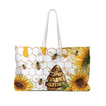 Personalised/Non-Personalised Weekender Bag, Bees and Sunflowers, Weekender Bag, - £38.99 GBP