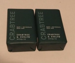 Crabtree &amp; Evelyn Body Bar Buff + Invigorate TWO 7oz Bars Scrub Moisturize Scent - £23.94 GBP