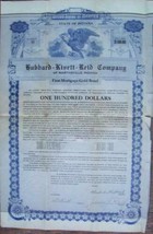 Hubbard - Kivett - Reid Co $100 Bond - 1929 - Old Rare Vintage Stock Certificate - £39.92 GBP