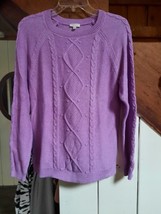 Talbots Women&#39;s Cable Knit Cotton Sweater NWT Sz LP Pale Purple - £38.19 GBP