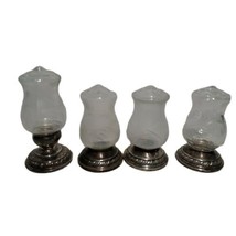 4 Vintage Sterling Silver/Glass Quaker #706 703 Salt &amp; Pepper Shakers - £23.20 GBP