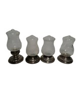 4 Vintage Sterling Silver/Glass Quaker #706 703 Salt &amp; Pepper Shakers - £22.80 GBP
