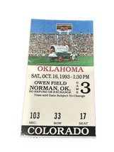 1993 Oklahoma Sooners Colorado Buffaloes Ticket Stub Sooner Schooner Owe... - £9.44 GBP