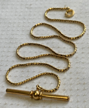 Gold Plated Pocket Watch Fob 15&quot; Herringbone Chain Jewelry Spring Ring &amp;... - £63.90 GBP