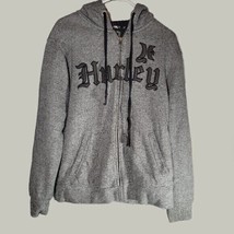 Hurley Mens Jacket Medium Fleece Lined Hooded Winter Gray Thick and Warm - $25.96