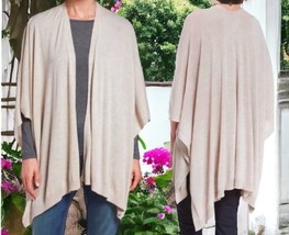 $378 Eileen Fisher Luxe Merino Wool Serape OS Maple Oat Featherweight Wr... - $187.11
