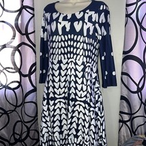 Reborn J Navy Blue Heart Midi Dress Size Small - £14.65 GBP