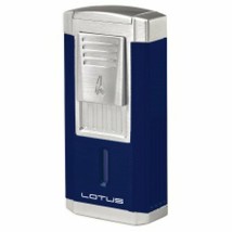 Lotus Lighter - Duke L60 Triple Flame With Cutter Blue &amp; Chrome - L6030 - $61.74