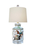 Horse Motif Tissue Box Porcelain Lamp 17&quot; - $225.23