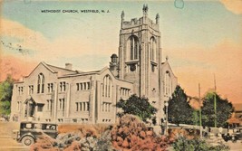Westfield New Jersey~Methodist Church~Mayrose Tinted PHOTO~1940s Postcard - £6.01 GBP