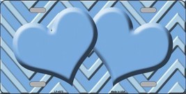 Light Blue Lighter Blue Heart Chevron Monochromatic Metal Novelty Licens... - $18.95