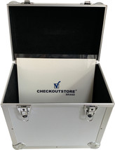 CheckOutStore Silver Aluminum 12&quot; LP Vinyl Record Storage Box (Holds 50 ... - £60.03 GBP+