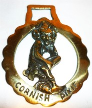 VINTAGE SOLID BRASS HORSE SADDLE HARNESS BRASS MEDALLION CORNISH PIXIE - $24.00