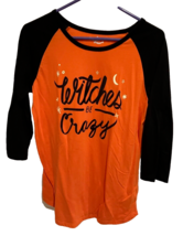 Joe Boxer Halloween Kmart T-Shirt Witches Be Crazy Black Orange Woman&#39;s Size L  - £7.70 GBP