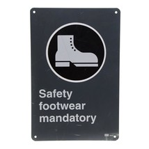 North Safety Footwear Mandatory Gray Wall Plastic Sign Used A0257 - $9.87