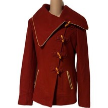 Dark Academia VTG Jacket Asymmetrical Short Fitted Wool Coat Toggle Buttons S/M - £78.21 GBP