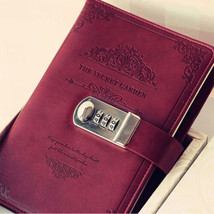 PU Leather Vintage Lock Journal Notebook Lined Paper Writing Diary 200 Pages - £27.17 GBP