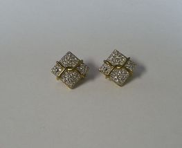 NEW Womens Golden-Tone Fashion Costume Faux Pave Cubic Zirconia Clip On Earrings - £15.98 GBP