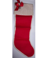 Vintage Red Stocking With Ribbon Bow &amp; Bell - $15.99