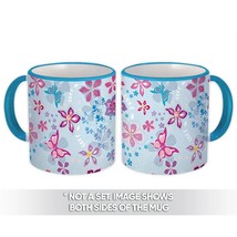 Hand Painted Flowers : Gift Mug Watercolor Pattern Butterfly Daisies Diy Girlish - £12.70 GBP