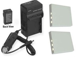 Two 2 NP40 Batteries + Charger For Sanyo VVPC-E1075PU VPC-E1090 - £26.00 GBP