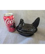 Boyd Glass Black Amethyst Hen on Nest Trinket Dish Beaded Salt Cellar 4.5 - $119.53