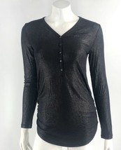 Gap Maternity Top Size Small Black Sparkly Shimmer Henley Ruched Sides Tee NEW - £23.74 GBP