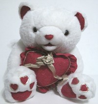 Plush Bear White &amp; Red with Red Heart - $7.22