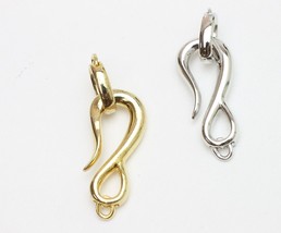 1 Pc Silver Plated Yellow Or White S Bali Hook Eye Clasp With Jump Ring - £10.27 GBP