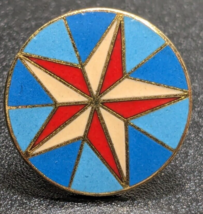 Vintage White &amp; Red Nautical Mosaic Star with Blue - Enamel Backpack Hat... - £8.59 GBP