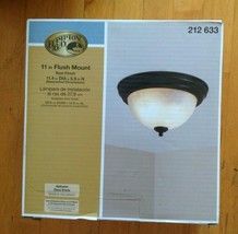 Hampton Bay Bronze/Rust Finish 11” Flush Ceiling Mount Frosted Glass New - $428.64 MXN