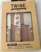 Twine Rustic Elegance Country Home Cheese 3 Knife Set Acacia Stainless Steel New - £10.08 GBP