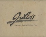 Julio&#39;s Signature Quality Mexican Food Menu San Antonio Texas  - £14.24 GBP