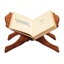 Wooden Hand Carved Holy Book Stand Figurine, Brown, 15x7 inch , 1 Piece - £29.26 GBP