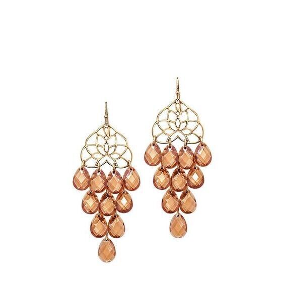 AVON FALL INTO COLOR CHANDELIER EARRINGS (TOPAZ COLOR) NEW!!! - $18.52