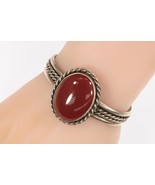 Pulsera De Cuff De Granate Oscuro De Plata Esterlina Vintage Hecha En Mé... - €273,27 EUR