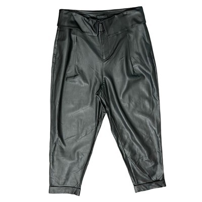Eloquii Black High Rise Tapered Cuffed Fold Waist Vegan Leather Pants 14... - $36.41