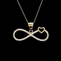 0.60Ct Simulated Diamond Heart Infinity Pendant 14K Yellow Gold Plated Silver - £84.35 GBP