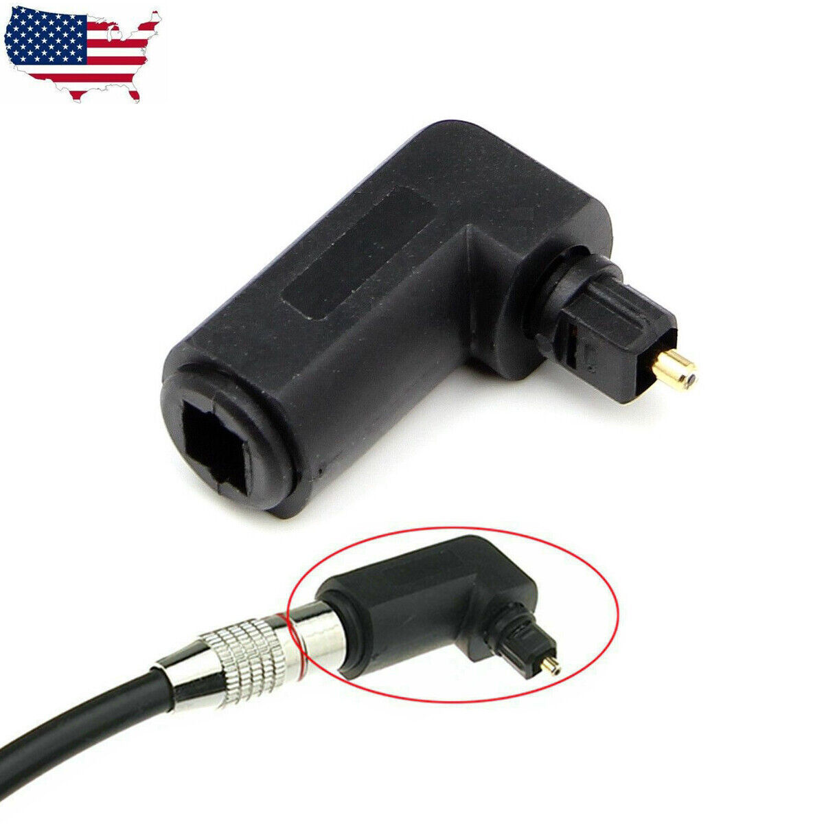Primary image for 90 Degree Digital Optical Audio Cable Adapter Male to Female Right Angle Toslink