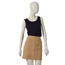 Willi Smith Beige Small Pleats Zipper Short Mini Length Skirt Size 2 - $34.65