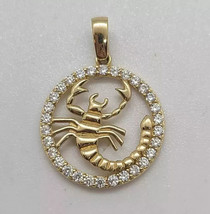 2Ct Round Lab-Created Diamond &quot;Scorpio Astrology&quot; Pendant 14K Yellow Gold Plated - £114.50 GBP