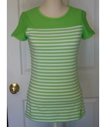Lauren Ralph Lauren Active Green/White Striped Mesh-Yoke Top New - $265.10 MXN